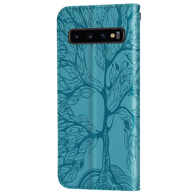 For Samsung Galaxy S10+ Life of Tree Embossing Pattern Horizontal Flip Leather Case with Holder & Card Slot & Wallet & Photo Frame & Lanyard