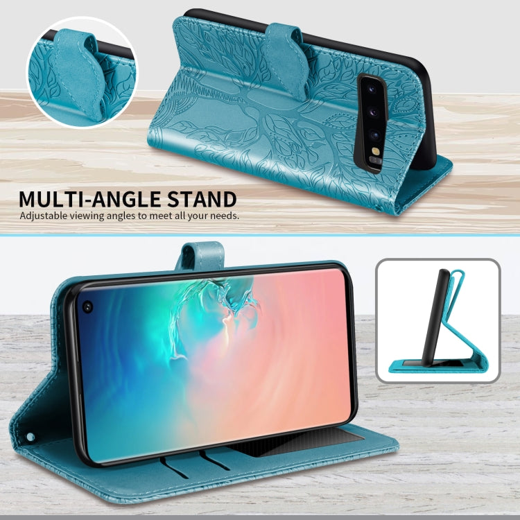 For Samsung Galaxy S10+ Life of Tree Embossing Pattern Horizontal Flip Leather Case with Holder & Card Slot & Wallet & Photo Frame & Lanyard
