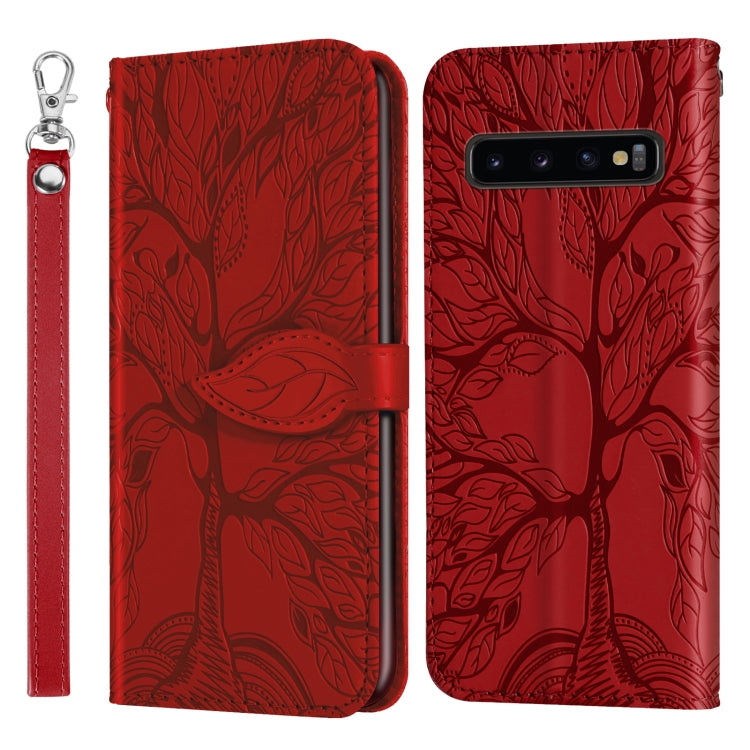 For Samsung Galaxy S10+ Life of Tree Embossing Pattern Horizontal Flip Leather Case with Holder & Card Slot & Wallet & Photo Frame & Lanyard