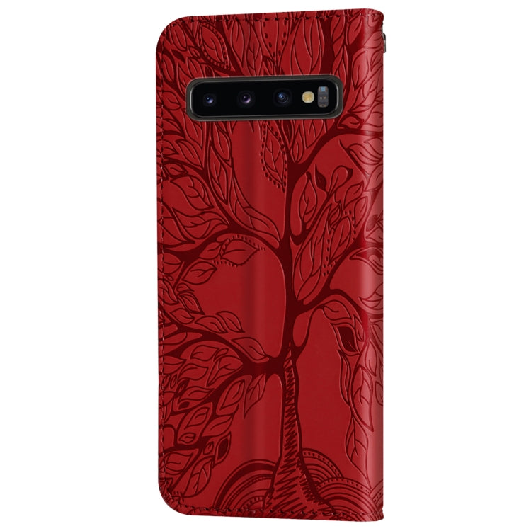 For Samsung Galaxy S10+ Life of Tree Embossing Pattern Horizontal Flip Leather Case with Holder & Card Slot & Wallet & Photo Frame & Lanyard