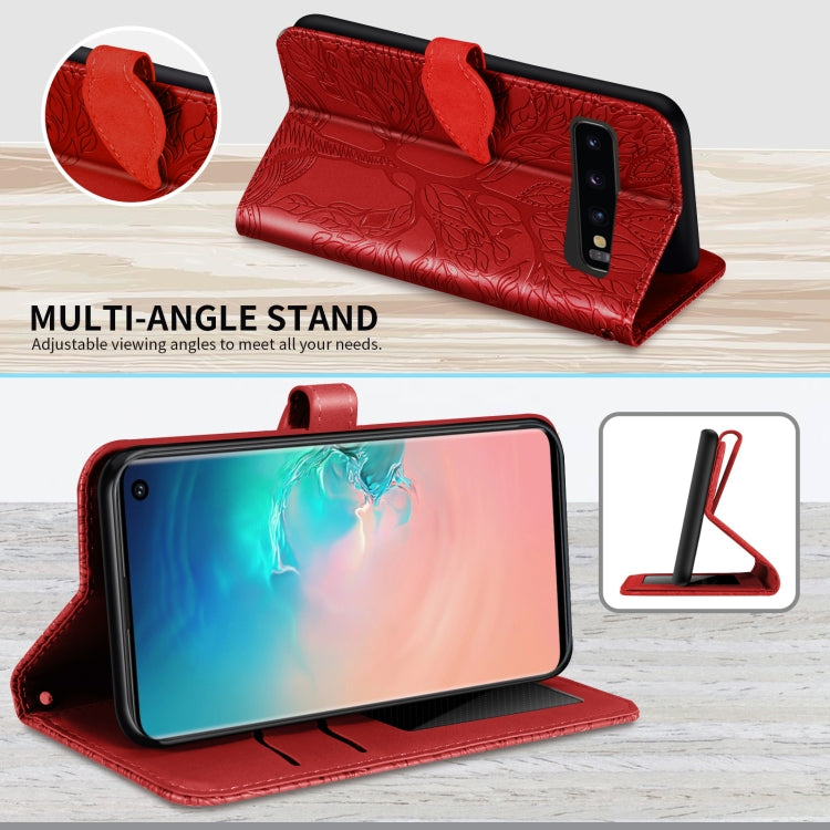 For Samsung Galaxy S10+ Life of Tree Embossing Pattern Horizontal Flip Leather Case with Holder & Card Slot & Wallet & Photo Frame & Lanyard