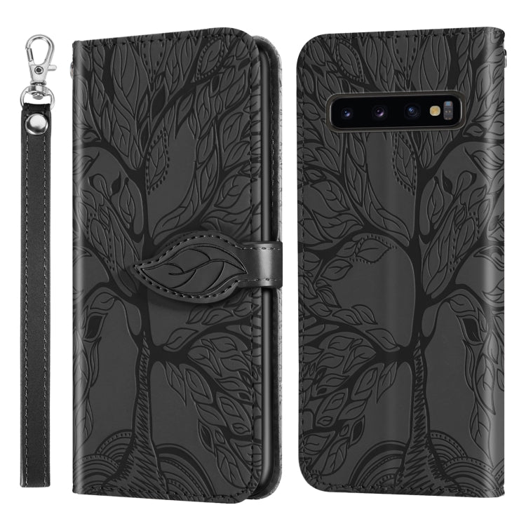 For Samsung Galaxy S10+ Life of Tree Embossing Pattern Horizontal Flip Leather Case with Holder & Card Slot & Wallet & Photo Frame & Lanyard