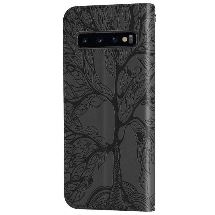 For Samsung Galaxy S10+ Life of Tree Embossing Pattern Horizontal Flip Leather Case with Holder & Card Slot & Wallet & Photo Frame & Lanyard