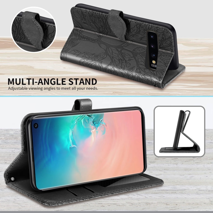 For Samsung Galaxy S10+ Life of Tree Embossing Pattern Horizontal Flip Leather Case with Holder & Card Slot & Wallet & Photo Frame & Lanyard