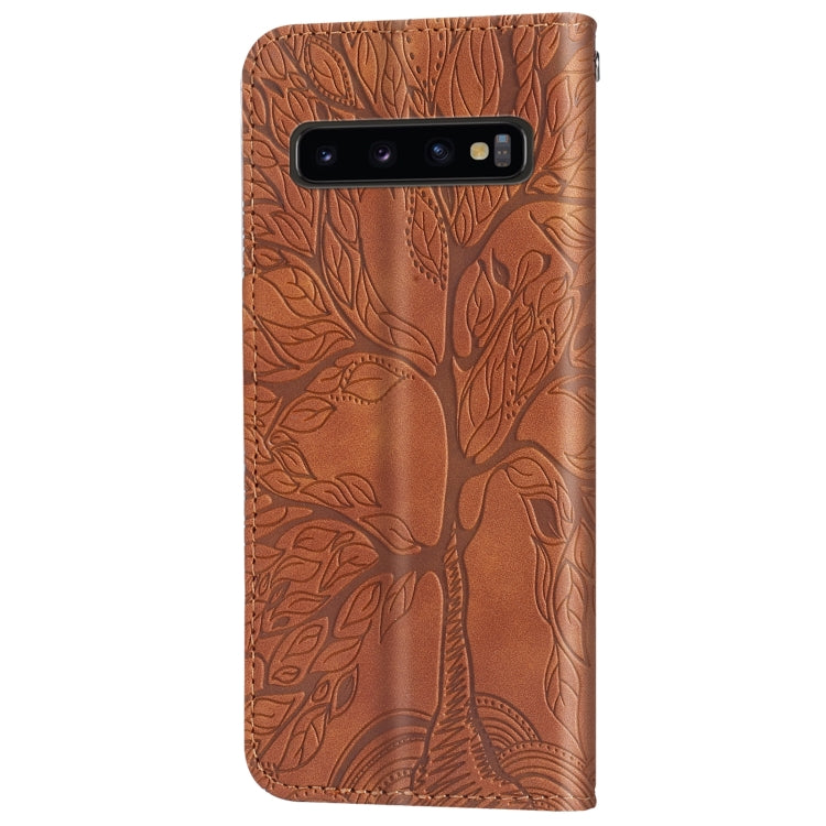 For Samsung Galaxy S10+ Life of Tree Embossing Pattern Horizontal Flip Leather Case with Holder & Card Slot & Wallet & Photo Frame & Lanyard