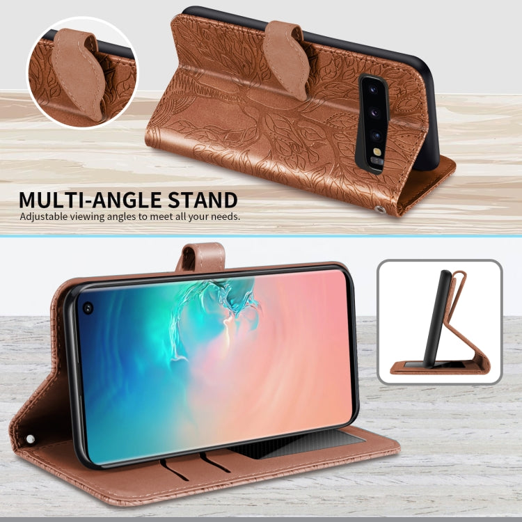For Samsung Galaxy S10+ Life of Tree Embossing Pattern Horizontal Flip Leather Case with Holder & Card Slot & Wallet & Photo Frame & Lanyard