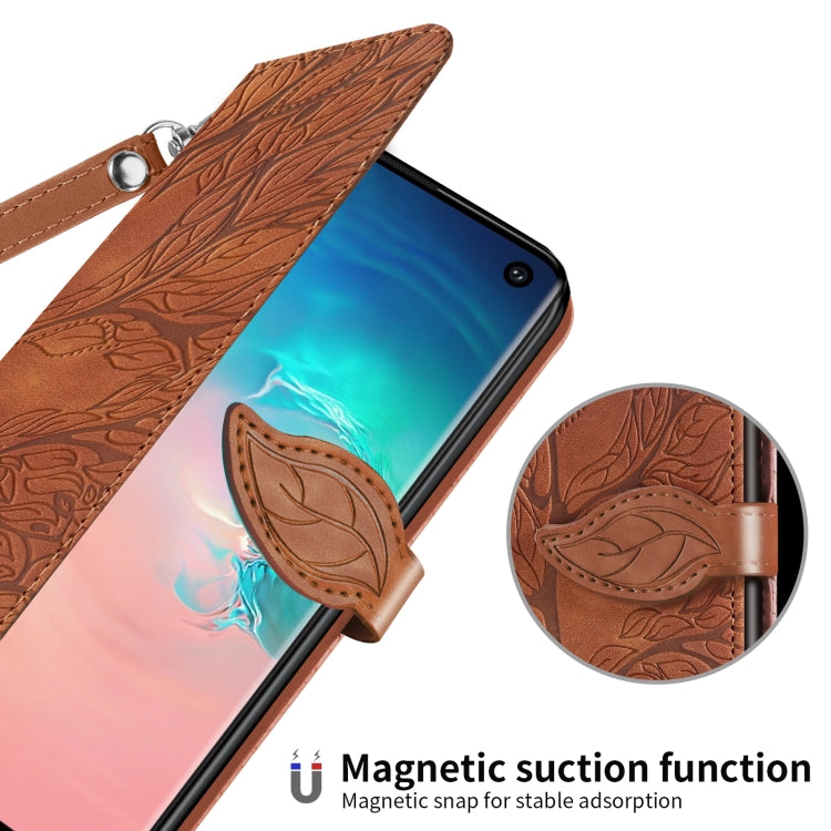 For Samsung Galaxy S10+ Life of Tree Embossing Pattern Horizontal Flip Leather Case with Holder & Card Slot & Wallet & Photo Frame & Lanyard
