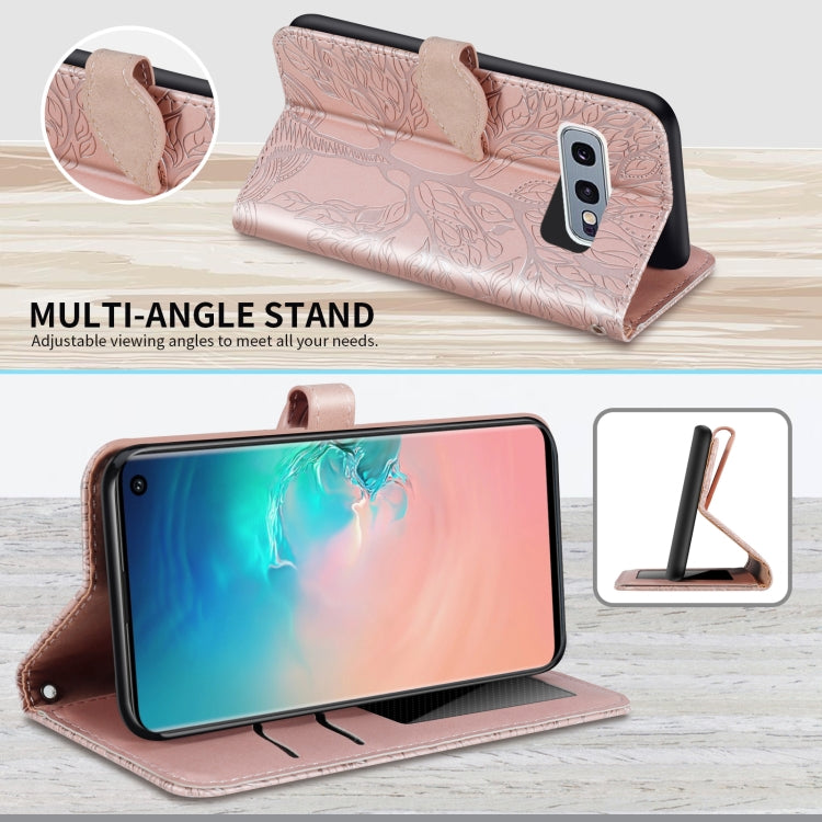 For Samsung Galaxy S10e Life of Tree Embossing Pattern Horizontal Flip Leather Case with Holder & Card Slot & Wallet & Photo Frame & Lanyard