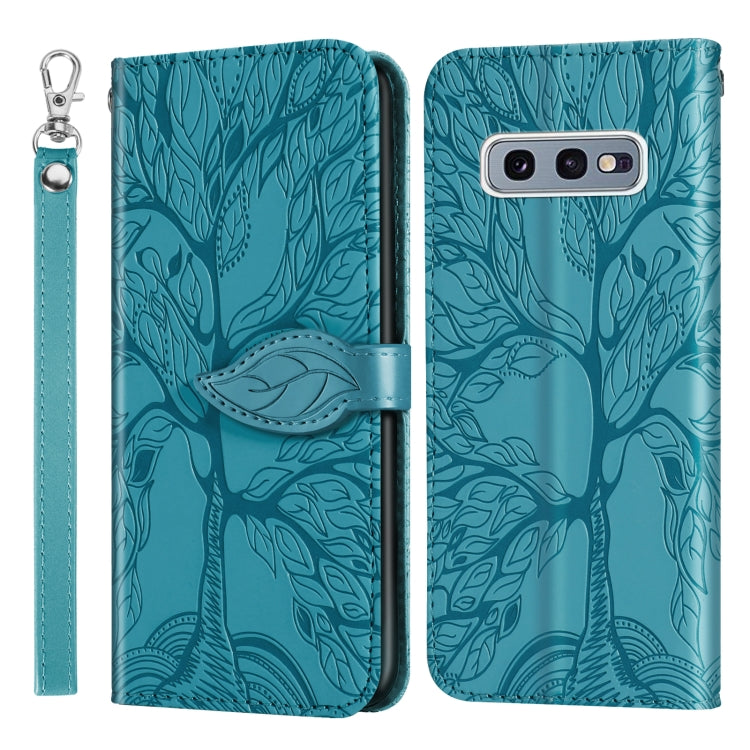 For Samsung Galaxy S10e Life of Tree Embossing Pattern Horizontal Flip Leather Case with Holder & Card Slot & Wallet & Photo Frame & Lanyard