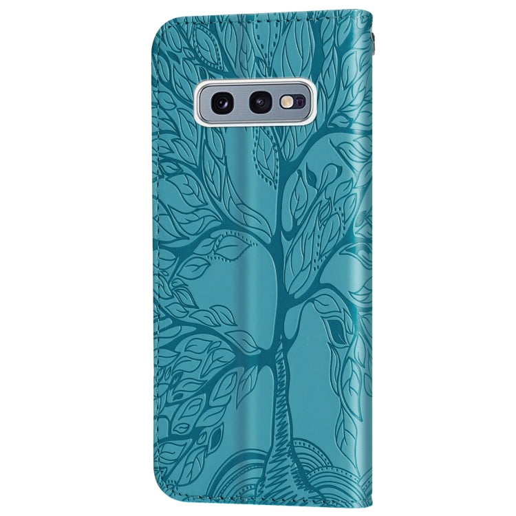 For Samsung Galaxy S10e Life of Tree Embossing Pattern Horizontal Flip Leather Case with Holder & Card Slot & Wallet & Photo Frame & Lanyard