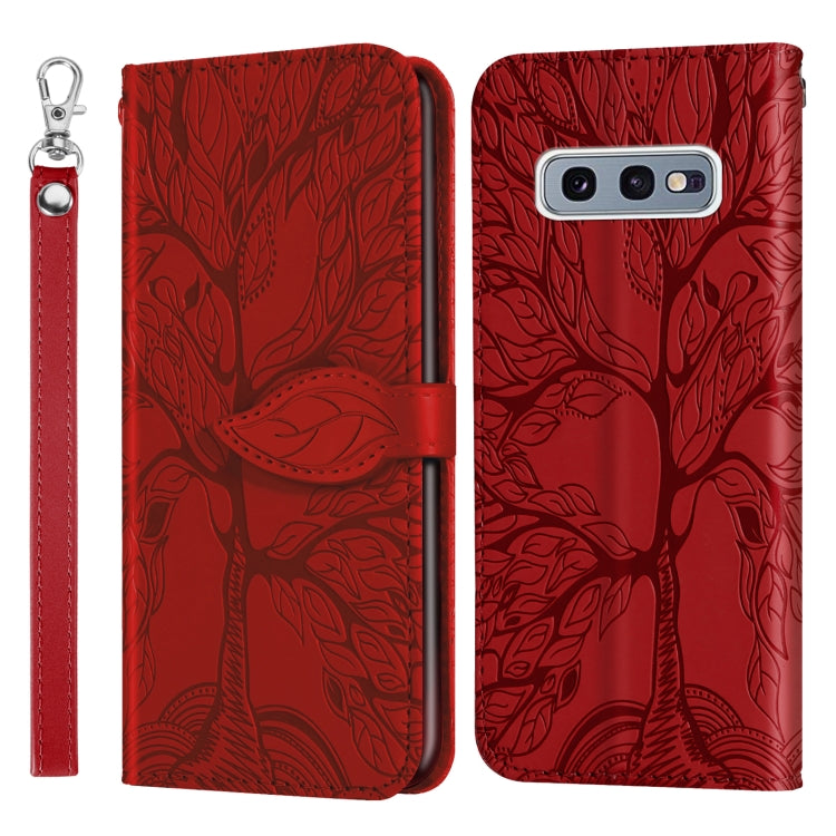 For Samsung Galaxy S10e Life of Tree Embossing Pattern Horizontal Flip Leather Case with Holder & Card Slot & Wallet & Photo Frame & Lanyard