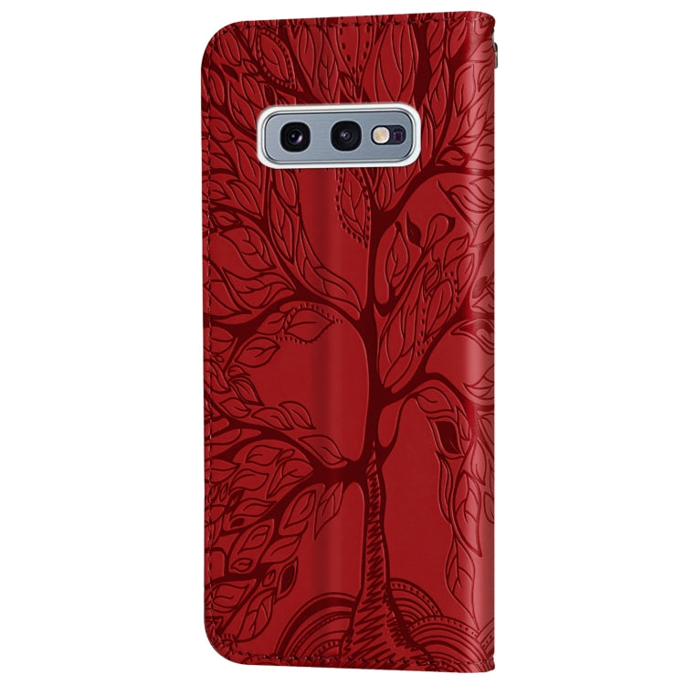 For Samsung Galaxy S10e Life of Tree Embossing Pattern Horizontal Flip Leather Case with Holder & Card Slot & Wallet & Photo Frame & Lanyard