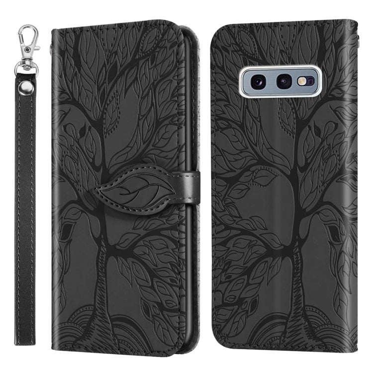 For Samsung Galaxy S10e Life of Tree Embossing Pattern Horizontal Flip Leather Case with Holder & Card Slot & Wallet & Photo Frame & Lanyard