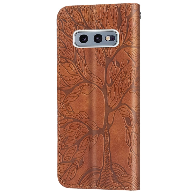 For Samsung Galaxy S10e Life of Tree Embossing Pattern Horizontal Flip Leather Case with Holder & Card Slot & Wallet & Photo Frame & Lanyard