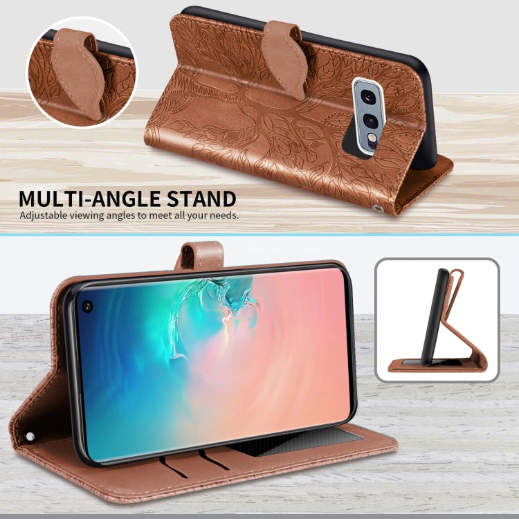 For Samsung Galaxy S10e Life of Tree Embossing Pattern Horizontal Flip Leather Case with Holder & Card Slot & Wallet & Photo Frame & Lanyard