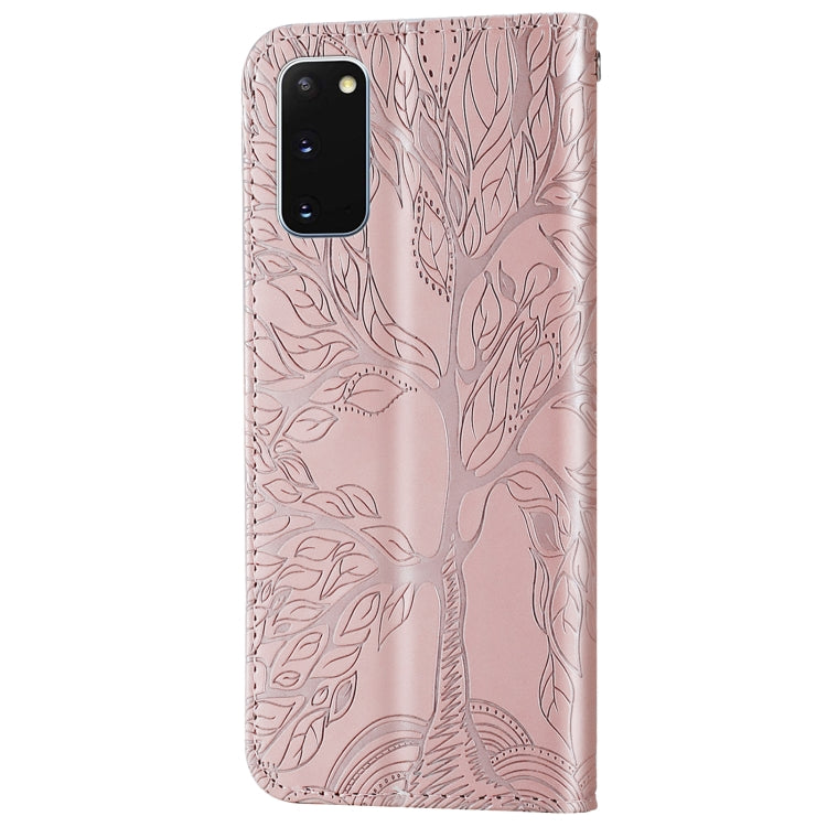 For Samsung Galaxy S20 Life of Tree Embossing Pattern Horizontal Flip Leather Case with Holder & Card Slot & Wallet & Photo Frame & Lanyard