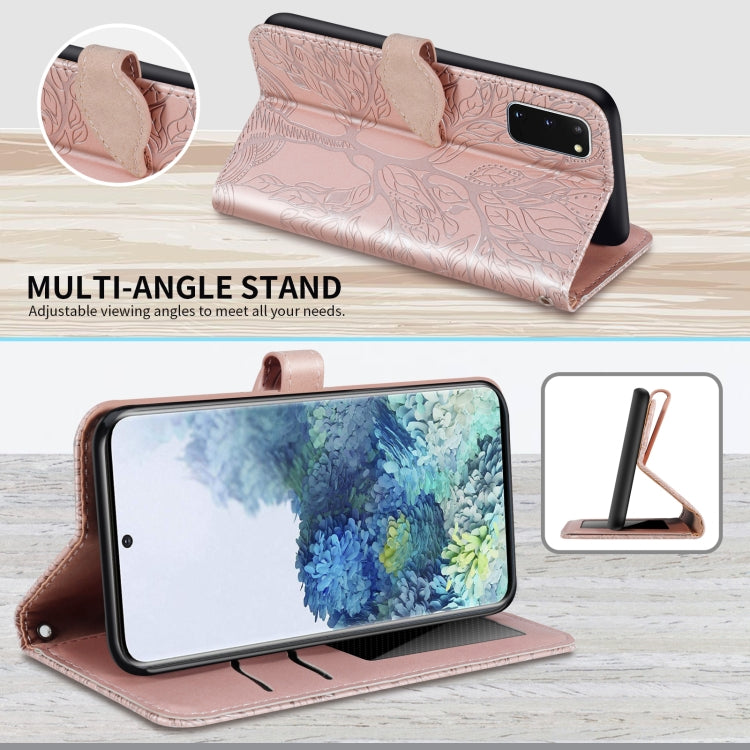 For Samsung Galaxy S20 Life of Tree Embossing Pattern Horizontal Flip Leather Case with Holder & Card Slot & Wallet & Photo Frame & Lanyard