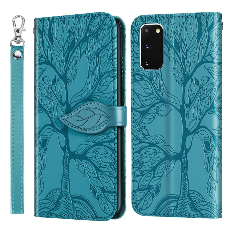 For Samsung Galaxy S20 Life of Tree Embossing Pattern Horizontal Flip Leather Case with Holder & Card Slot & Wallet & Photo Frame & Lanyard