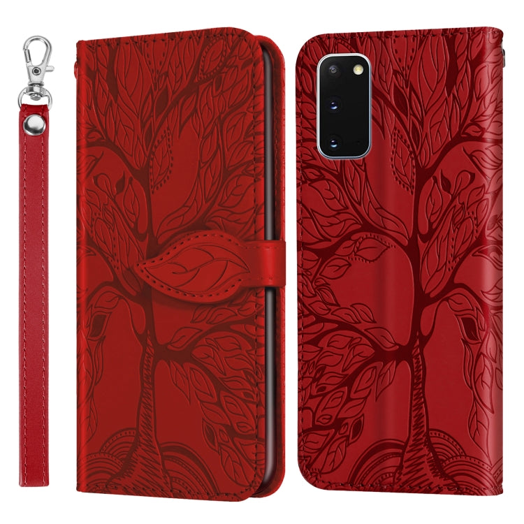 For Samsung Galaxy S20 Life of Tree Embossing Pattern Horizontal Flip Leather Case with Holder & Card Slot & Wallet & Photo Frame & Lanyard