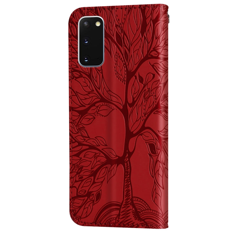 For Samsung Galaxy S20 Life of Tree Embossing Pattern Horizontal Flip Leather Case with Holder & Card Slot & Wallet & Photo Frame & Lanyard