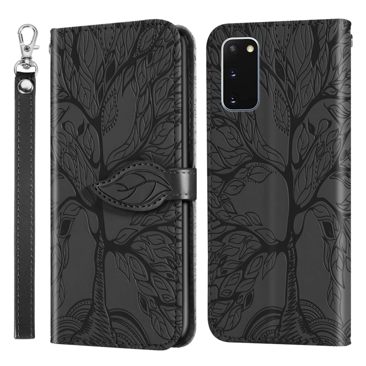 For Samsung Galaxy S20 Life of Tree Embossing Pattern Horizontal Flip Leather Case with Holder & Card Slot & Wallet & Photo Frame & Lanyard