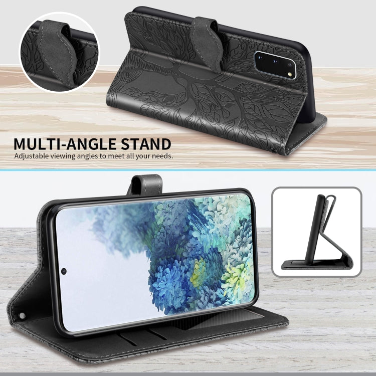 For Samsung Galaxy S20 Life of Tree Embossing Pattern Horizontal Flip Leather Case with Holder & Card Slot & Wallet & Photo Frame & Lanyard