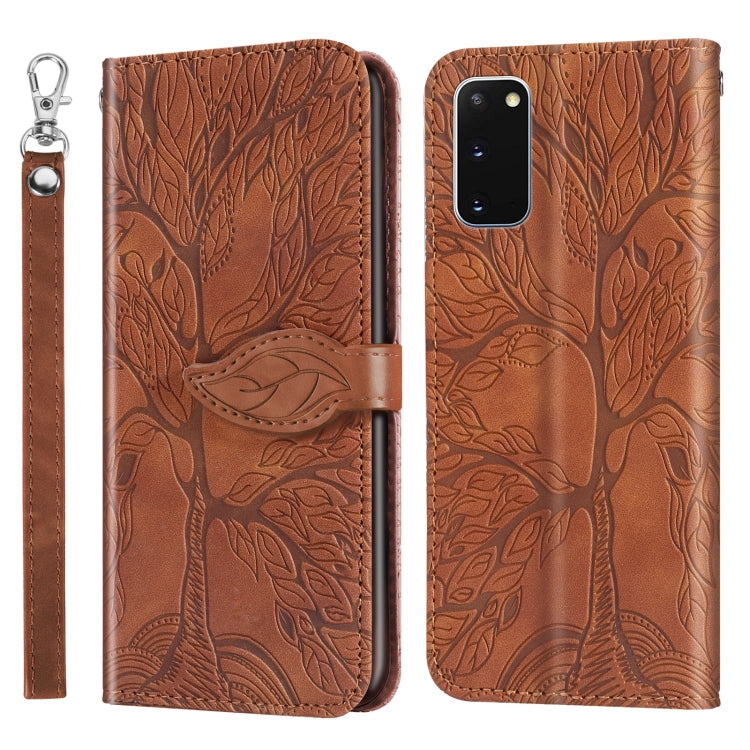 For Samsung Galaxy S20 Life of Tree Embossing Pattern Horizontal Flip Leather Case with Holder & Card Slot & Wallet & Photo Frame & Lanyard