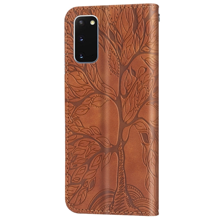 For Samsung Galaxy S20 Life of Tree Embossing Pattern Horizontal Flip Leather Case with Holder & Card Slot & Wallet & Photo Frame & Lanyard