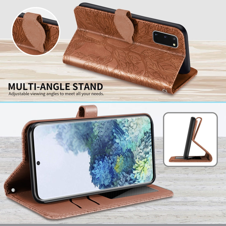 For Samsung Galaxy S20 Life of Tree Embossing Pattern Horizontal Flip Leather Case with Holder & Card Slot & Wallet & Photo Frame & Lanyard