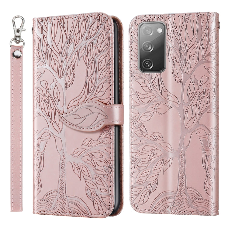 For Samsung Galaxy S20 FE Life of Tree Embossing Pattern Horizontal Flip Leather Case with Holder & Card Slot & Wallet & Photo Frame & Lanyard