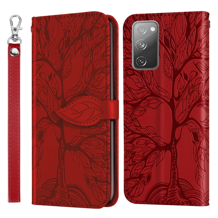 For Samsung Galaxy S20 FE Life of Tree Embossing Pattern Horizontal Flip Leather Case with Holder & Card Slot & Wallet & Photo Frame & Lanyard