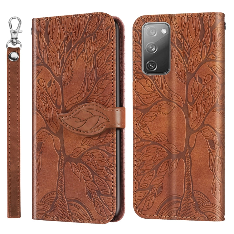 For Samsung Galaxy S20 FE Life of Tree Embossing Pattern Horizontal Flip Leather Case with Holder & Card Slot & Wallet & Photo Frame & Lanyard