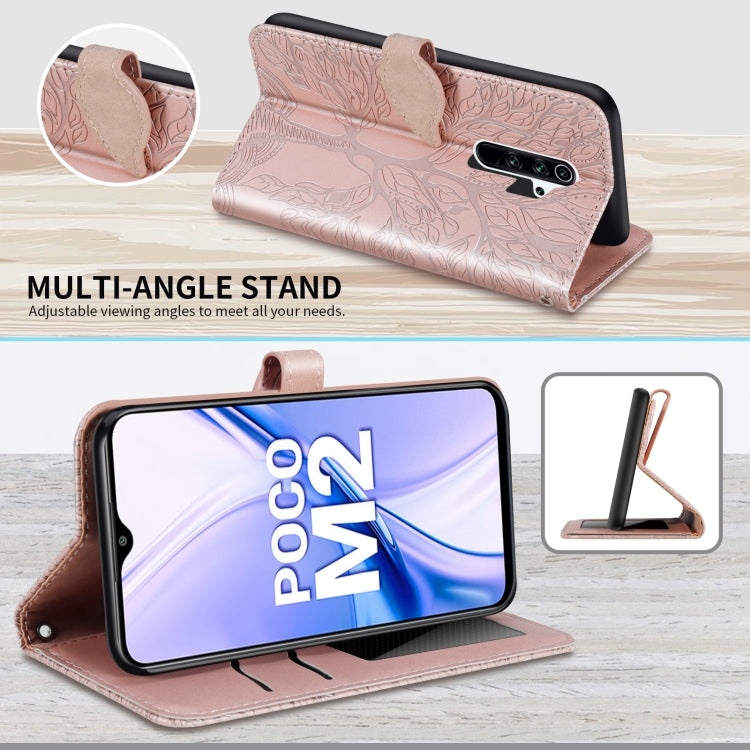 For Xiaomi Poco M2 Life of Tree Embossing Pattern Horizontal Flip Leather Case with Holder & Card Slot & Wallet & Photo Frame & Lanyard