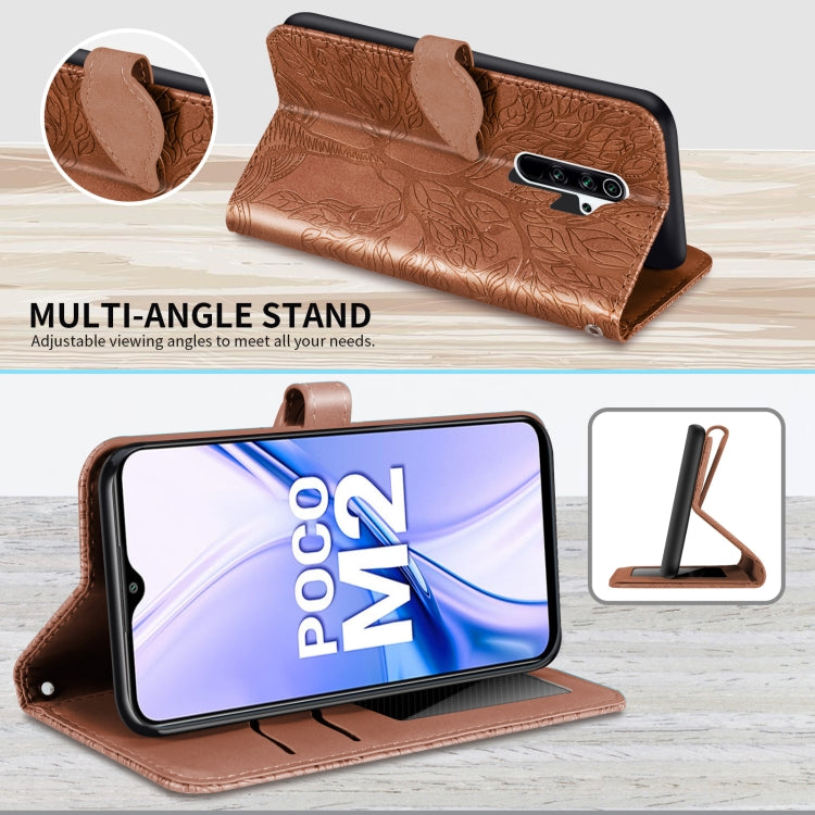 For Xiaomi Poco M2 Life of Tree Embossing Pattern Horizontal Flip Leather Case with Holder & Card Slot & Wallet & Photo Frame & Lanyard