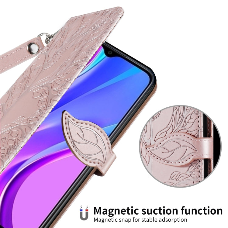 For Xiaomi Redmi 9 Life of Tree Embossing Pattern Horizontal Flip Leather Case with Holder & Card Slot & Wallet & Photo Frame & Lanyard