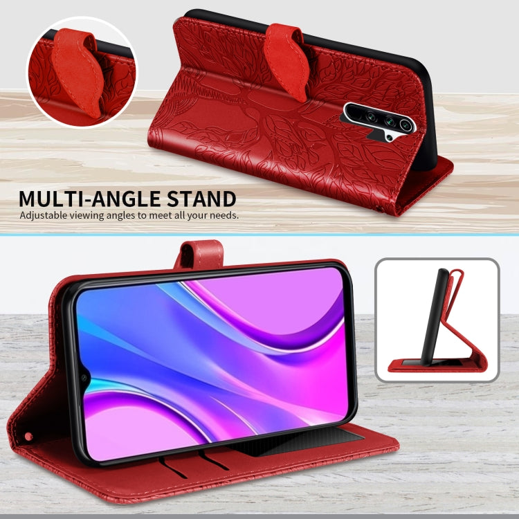 For Xiaomi Redmi 9 Life of Tree Embossing Pattern Horizontal Flip Leather Case with Holder & Card Slot & Wallet & Photo Frame & Lanyard