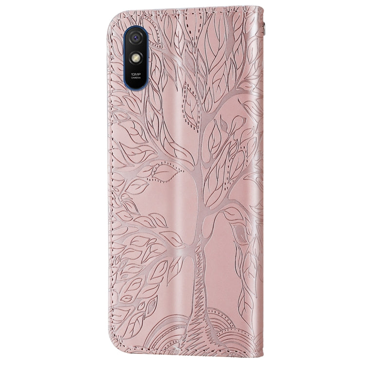 For Xiaomi Redmi 9A Life of Tree Embossing Pattern Horizontal Flip Leather Case with Holder & Card Slot & Wallet & Photo Frame & Lanyard