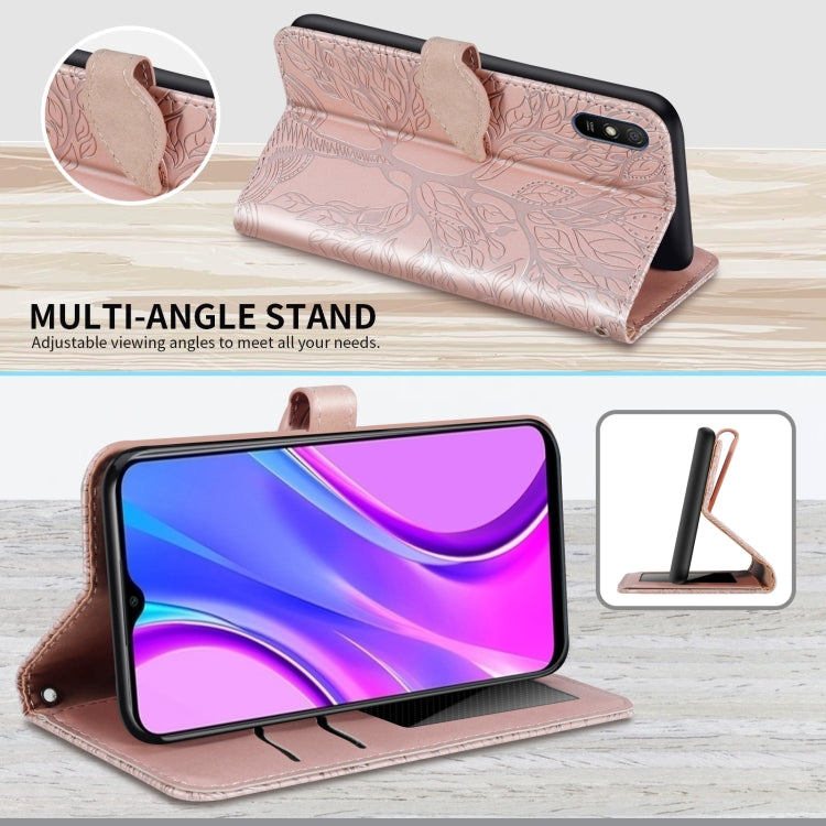 For Xiaomi Redmi 9A Life of Tree Embossing Pattern Horizontal Flip Leather Case with Holder & Card Slot & Wallet & Photo Frame & Lanyard