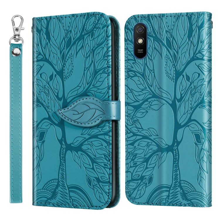 For Xiaomi Redmi 9A Life of Tree Embossing Pattern Horizontal Flip Leather Case with Holder & Card Slot & Wallet & Photo Frame & Lanyard