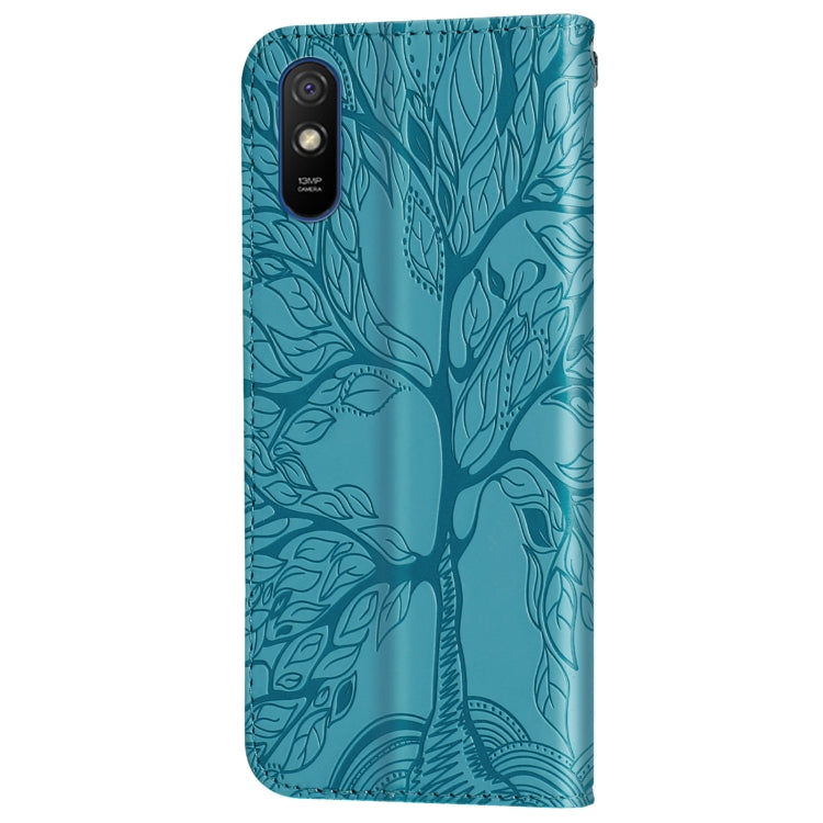 For Xiaomi Redmi 9A Life of Tree Embossing Pattern Horizontal Flip Leather Case with Holder & Card Slot & Wallet & Photo Frame & Lanyard