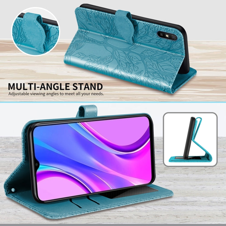 For Xiaomi Redmi 9A Life of Tree Embossing Pattern Horizontal Flip Leather Case with Holder & Card Slot & Wallet & Photo Frame & Lanyard