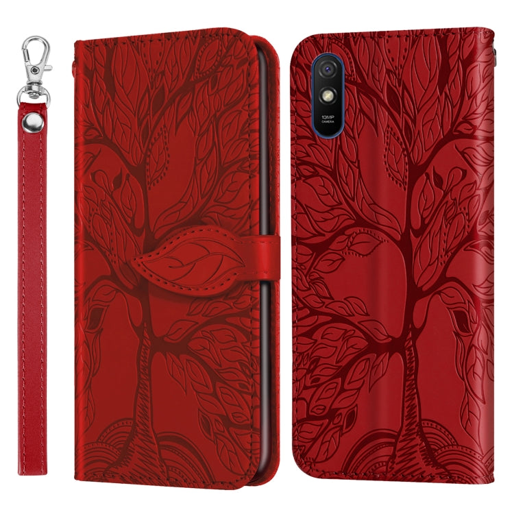 For Xiaomi Redmi 9A Life of Tree Embossing Pattern Horizontal Flip Leather Case with Holder & Card Slot & Wallet & Photo Frame & Lanyard