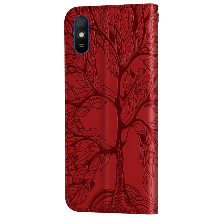 For Xiaomi Redmi 9A Life of Tree Embossing Pattern Horizontal Flip Leather Case with Holder & Card Slot & Wallet & Photo Frame & Lanyard