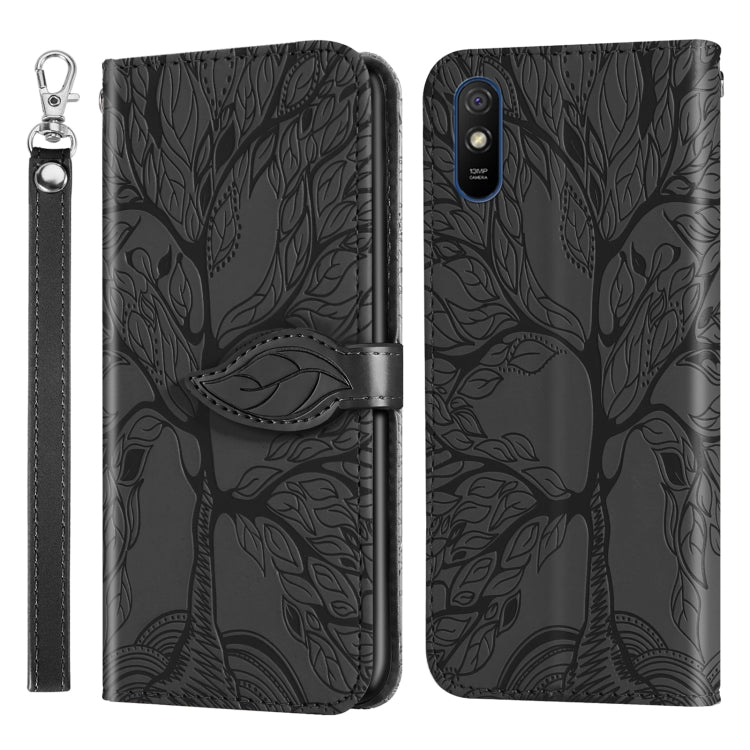 For Xiaomi Redmi 9A Life of Tree Embossing Pattern Horizontal Flip Leather Case with Holder & Card Slot & Wallet & Photo Frame & Lanyard