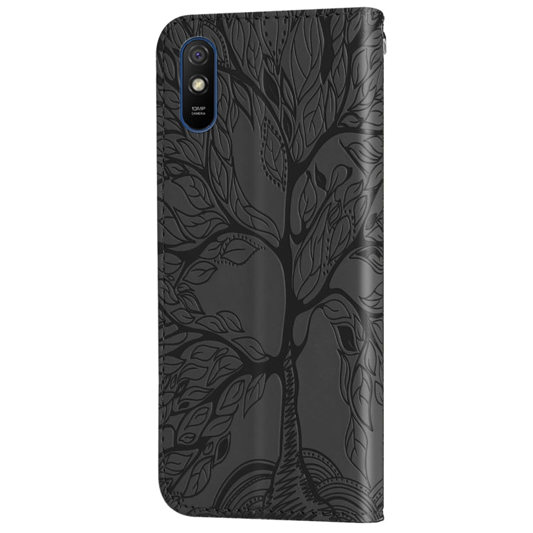 For Xiaomi Redmi 9A Life of Tree Embossing Pattern Horizontal Flip Leather Case with Holder & Card Slot & Wallet & Photo Frame & Lanyard