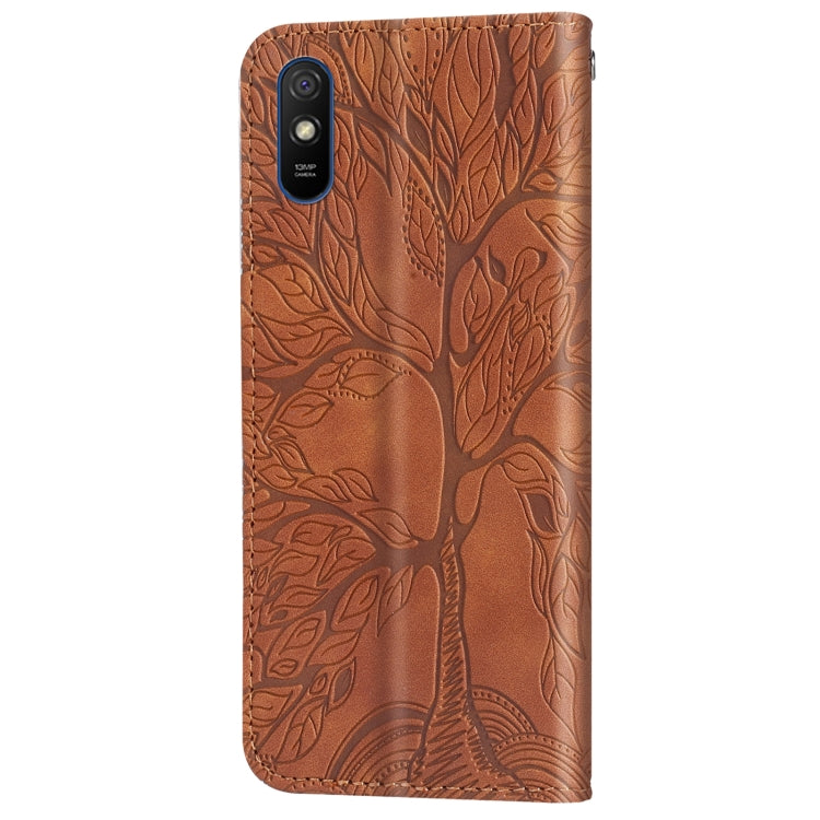 For Xiaomi Redmi 9A Life of Tree Embossing Pattern Horizontal Flip Leather Case with Holder & Card Slot & Wallet & Photo Frame & Lanyard