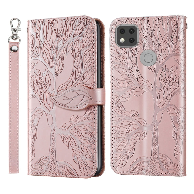 For Xiaomi Redmi 9C Life of Tree Embossing Pattern Horizontal Flip Leather Case with Holder & Card Slot & Wallet & Photo Frame & Lanyard