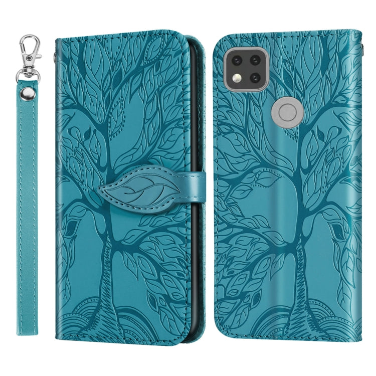 For Xiaomi Redmi 9C Life of Tree Embossing Pattern Horizontal Flip Leather Case with Holder & Card Slot & Wallet & Photo Frame & Lanyard