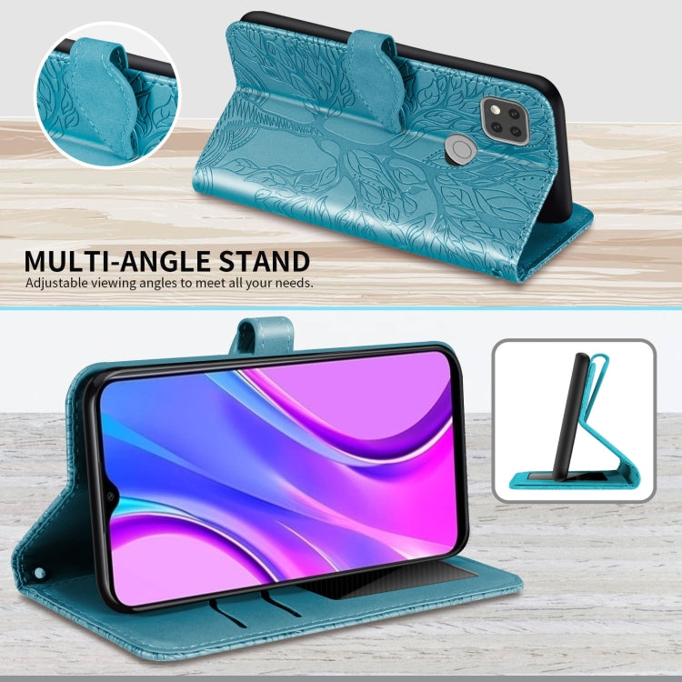 For Xiaomi Redmi 9C Life of Tree Embossing Pattern Horizontal Flip Leather Case with Holder & Card Slot & Wallet & Photo Frame & Lanyard