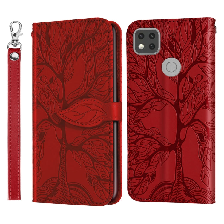 For Xiaomi Redmi 9C Life of Tree Embossing Pattern Horizontal Flip Leather Case with Holder & Card Slot & Wallet & Photo Frame & Lanyard